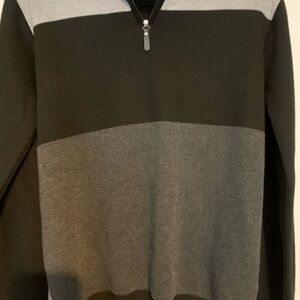 Studio Black and Gray Zip Up Sweater